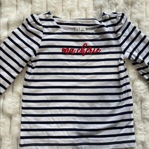 Janie and Jack ‘Ma Cherie’ Striped Navy and White Shirt